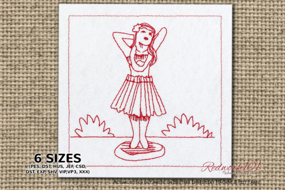 Review: Hula Girl Redwork Design for Real Projects
