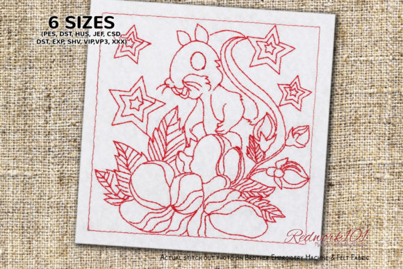 Squirrel in Flowers Redwork: A Designer’s Review